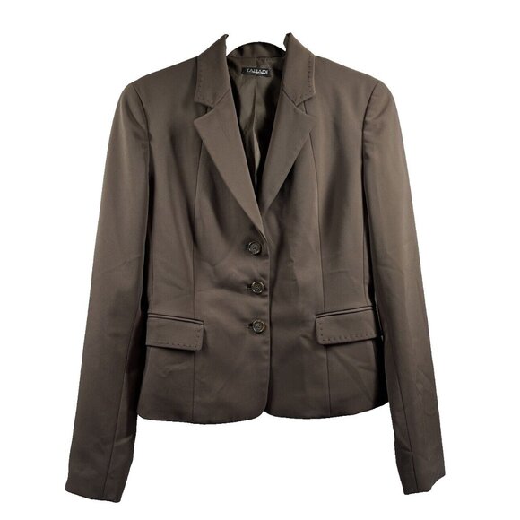 Tahari Women's Jacket Blazer Size 2 Solid Brown 3 Buttons Lined Long Sleeves - Picture 1 of 9